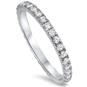 .925 Sterling Silver Round Eternity Band Ring